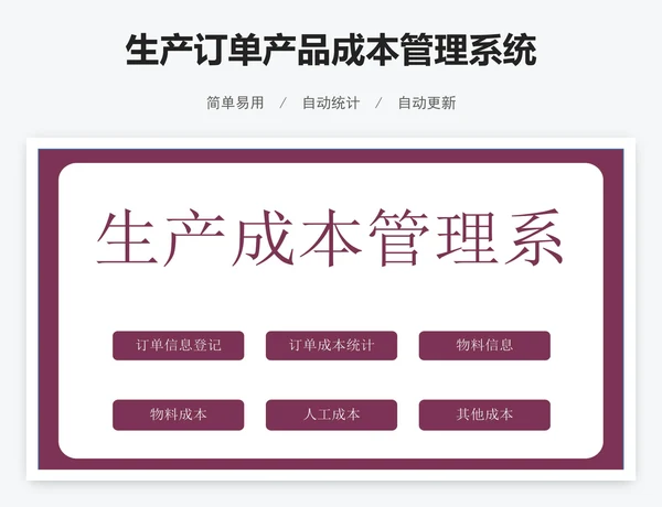 生产订单产品成本管理系统