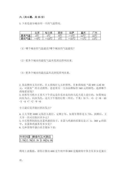 小学六年级下册数学摸底考试题含完整答案（易错题）.docx