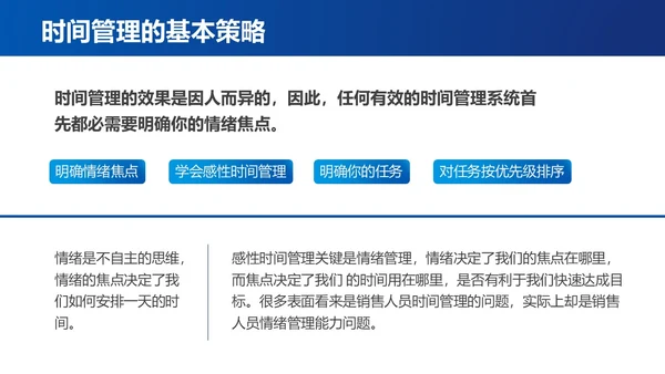 蓝色简约时间管理与提升工作效率商务通用PPT模板