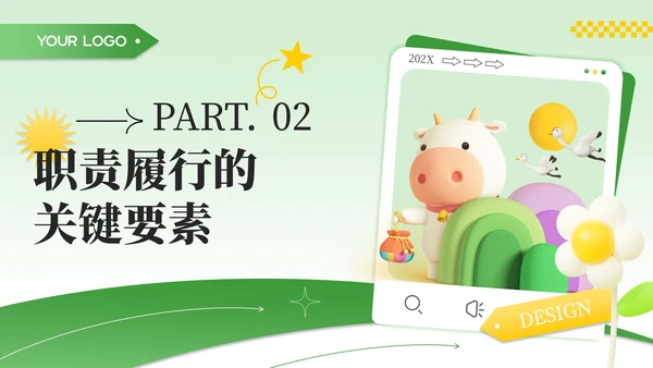 绿色商务风职责履行与成果展示