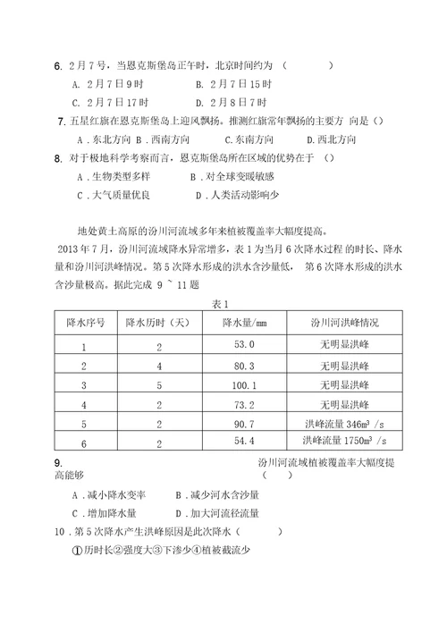 2018年全国二卷文综试题和答案