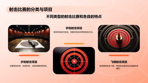 橙色3D风射击奥运项目科普PPT模板