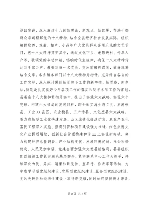 学习宣传贯彻十八大精神情况报告.docx