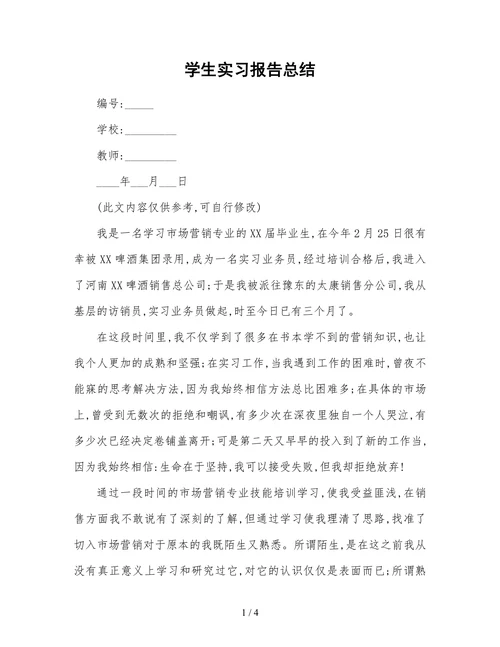 毕业大学生实习报告