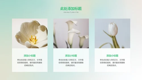 绿色渐变模糊梨花小清新通用PPT演示模板