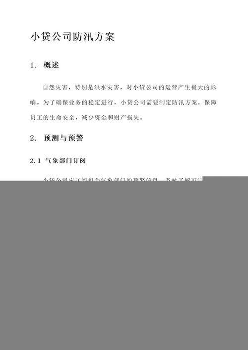 小贷公司防汛方案