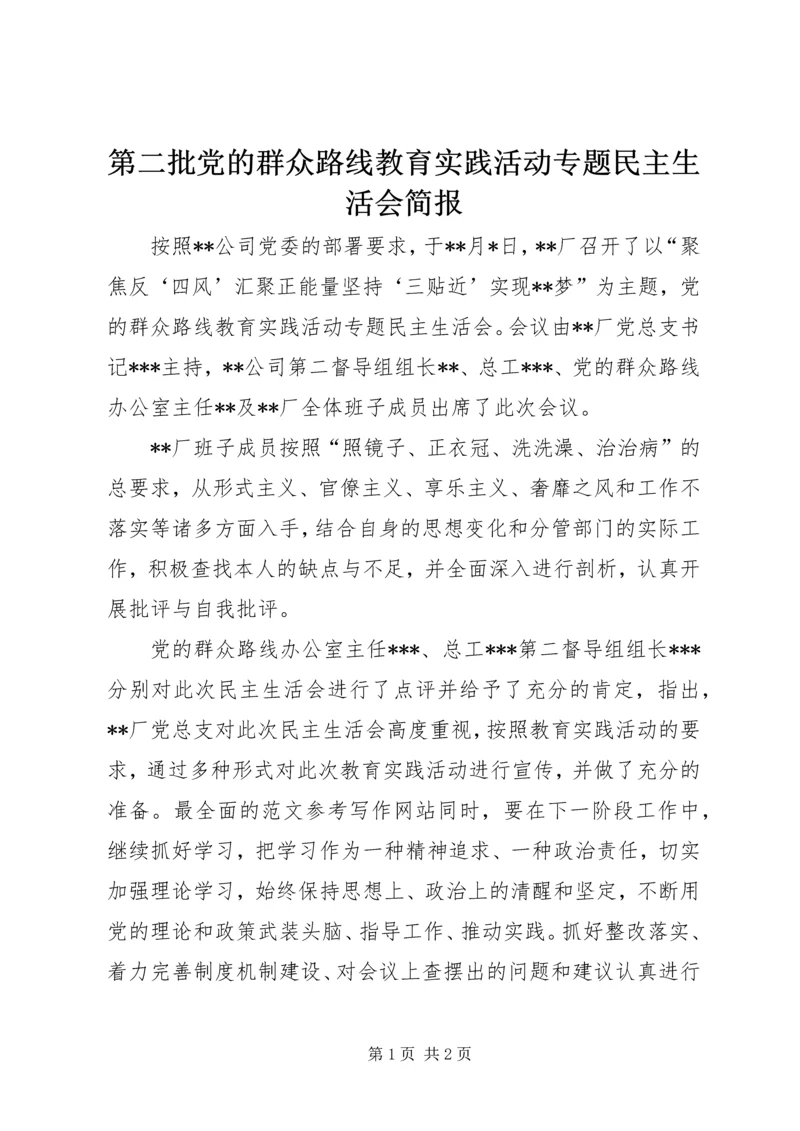 第二批党的群众路线教育实践活动专题民主生活会简报.docx