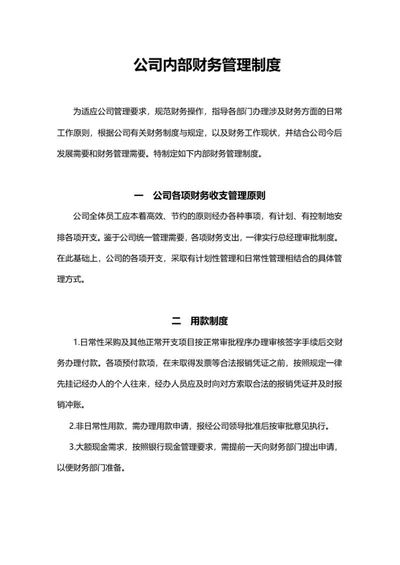 公司内部财务管理制度word模板