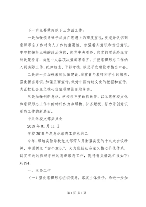 学校XX年度意识形态工作总结（2篇）.docx