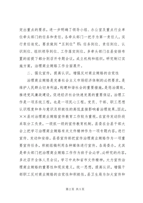 县治理商业贿赂专项工作情况汇报.docx