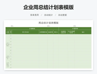 企业周总结计划表模版