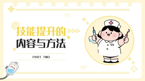 黄色卡通风护理人员技能提升PPT模板