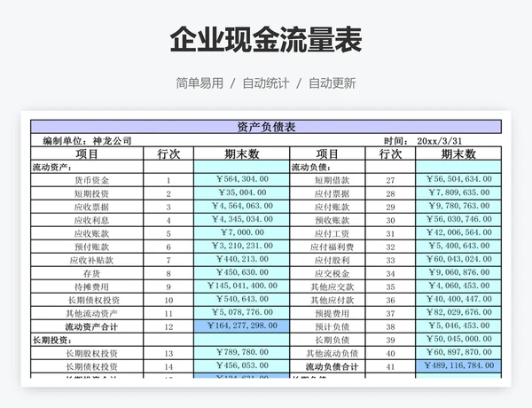 企业现金流量表