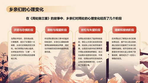红色国潮风《周处除三害典故》培训课件PPT模板