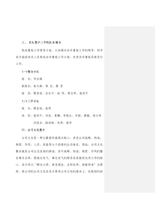 公司重组整合实施专题方案.docx