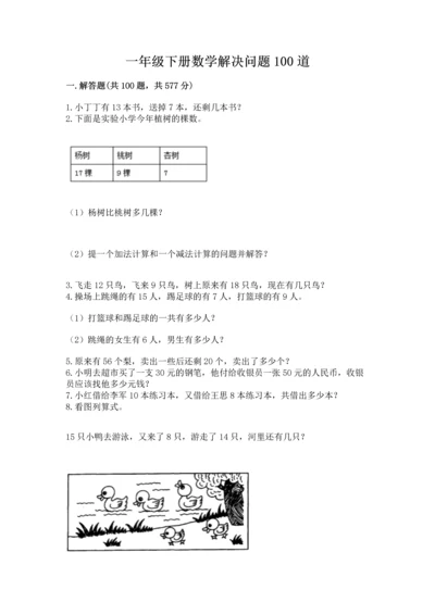 一年级下册数学解决问题100道附参考答案【名师推荐】.docx