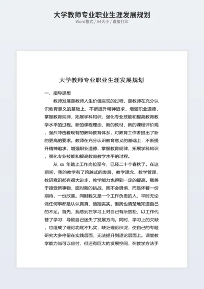 大学教师专业职业生涯发展规划