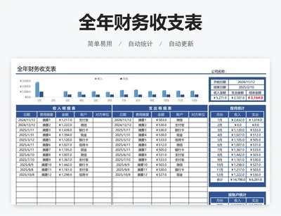 全年财务收支表