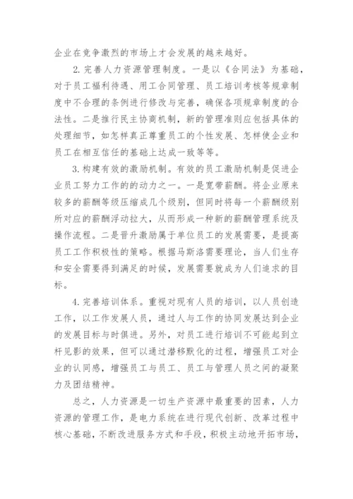 电力系统人力资源管理的效能与创新管理论文.docx