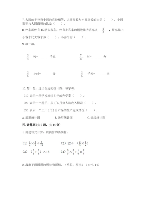 人教版六年级上册数学期末测试卷含答案（达标题）.docx