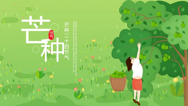 清新二十四节气芒种节气农业PPT模板