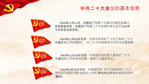 喜迎党的二十大中共二十大议程日程党课PPT