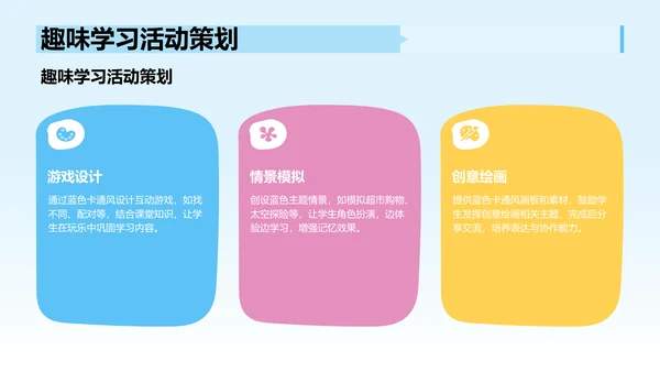 蓝色卡通风教学课件PPT模板