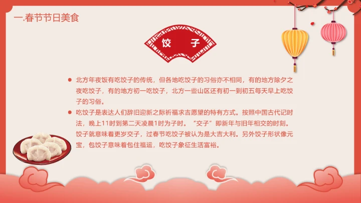 喜庆中国风春节介绍春节习俗简介PPT模板