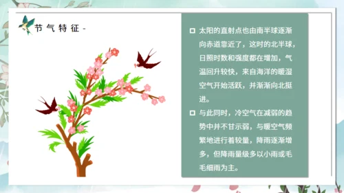 春天背景雨水节气介绍通用PPT模板