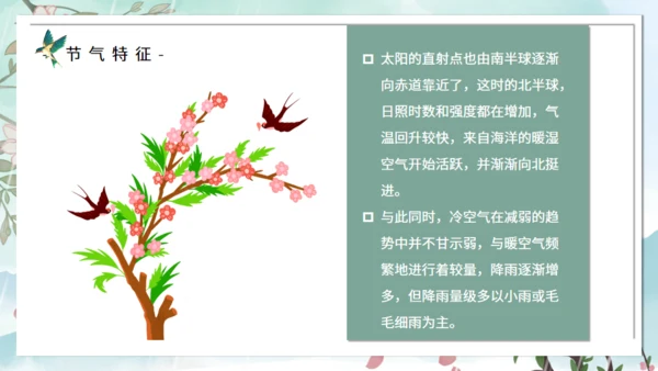 春天背景雨水节气介绍通用PPT模板
