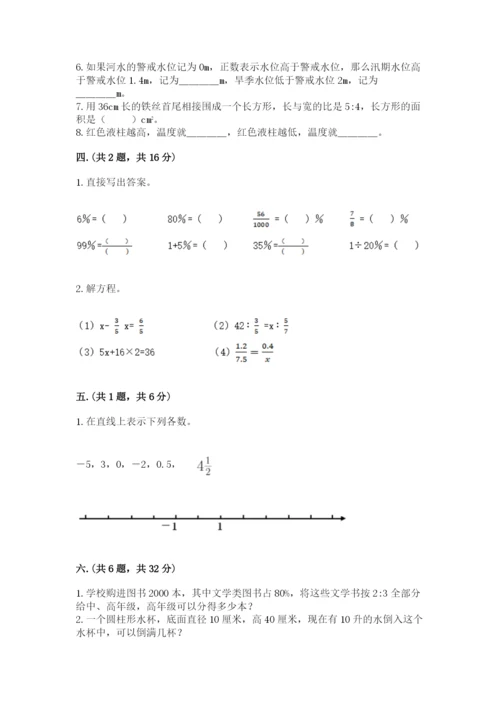 小学六年级数学期末自测题附完整答案（名校卷）.docx