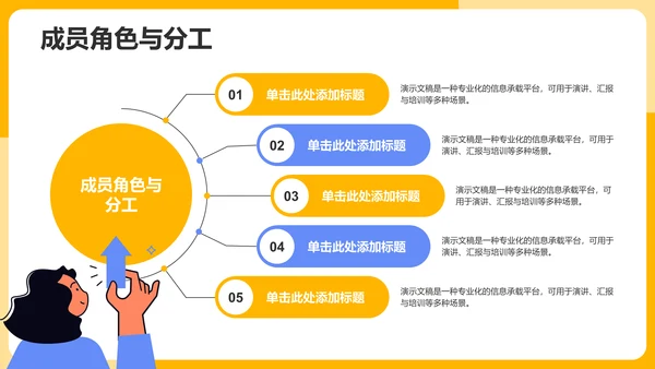 橙色插画风社团组织架构介绍PPT