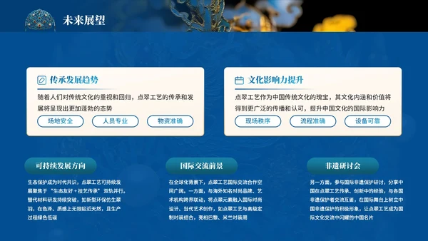 蓝色中国风非遗点翠文化介绍PPT模板