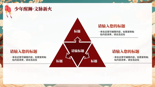 新中式中国风传统文化醒狮科普主题班会PPT模板