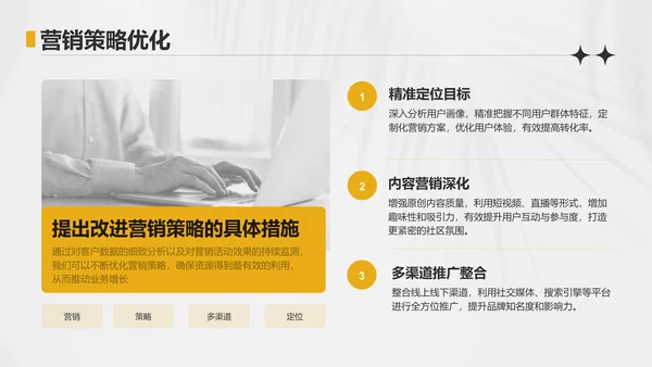 黄色简约风运营指标趋势分析PPT模板