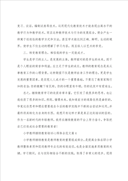 小学教师继续教育培训心得体会