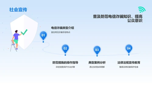 蓝色3D风世界电信日防范电信诈骗知识普及PPT模板