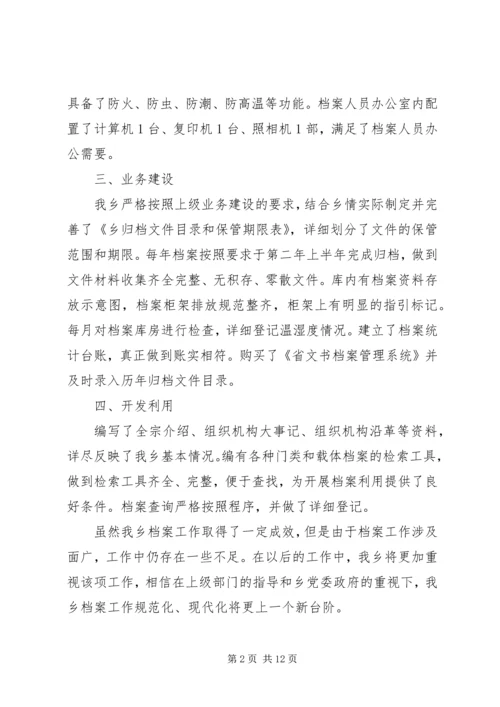 乡镇档案执法自查报告.docx