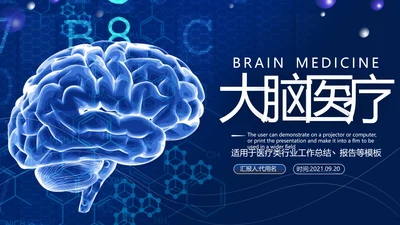 医学类通用医疗大脑研究工作报告ppt模板