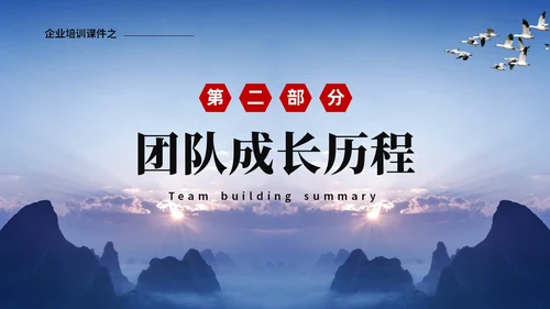 蓝色山峰励志企业培训团队建设汇报ppt团队建设总结ppt