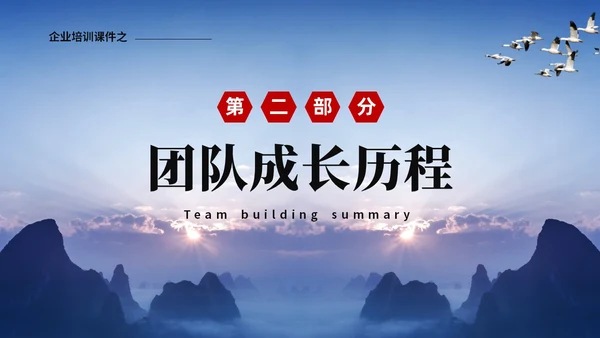 蓝色山峰励志企业培训团队建设汇报ppt团队建设总结ppt