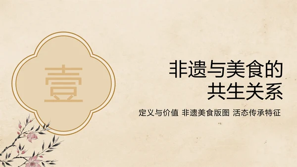 中国风水墨工笔非遗美食保护PPT模板