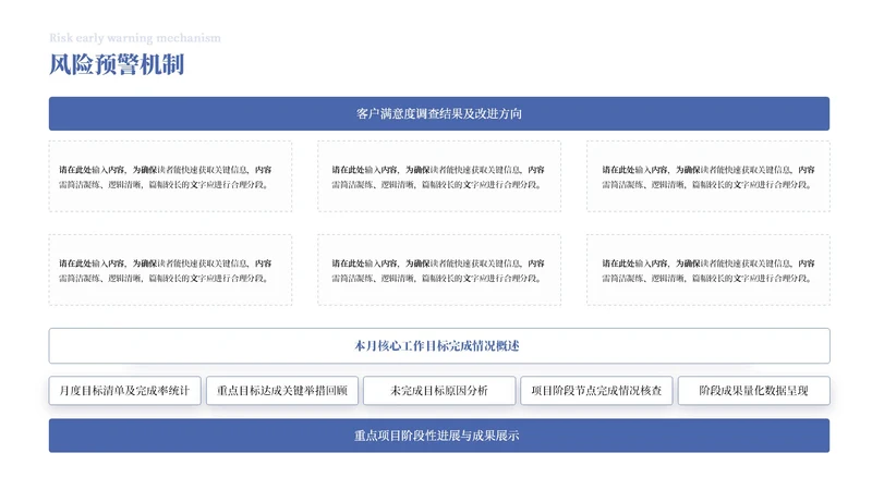 蓝色商务风多项矩阵分布PPT单页