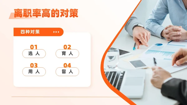 橙色扁平商务简约人力资源离职率规划管理公司培训PPT