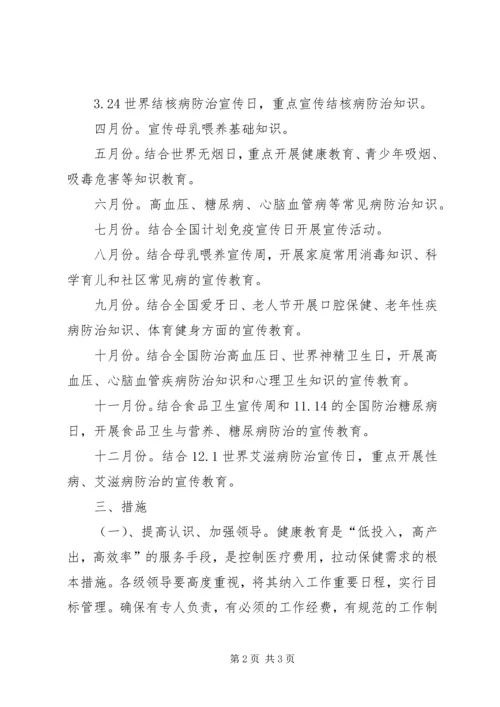 社区健康教育月工作计划（含每月行事历）.docx