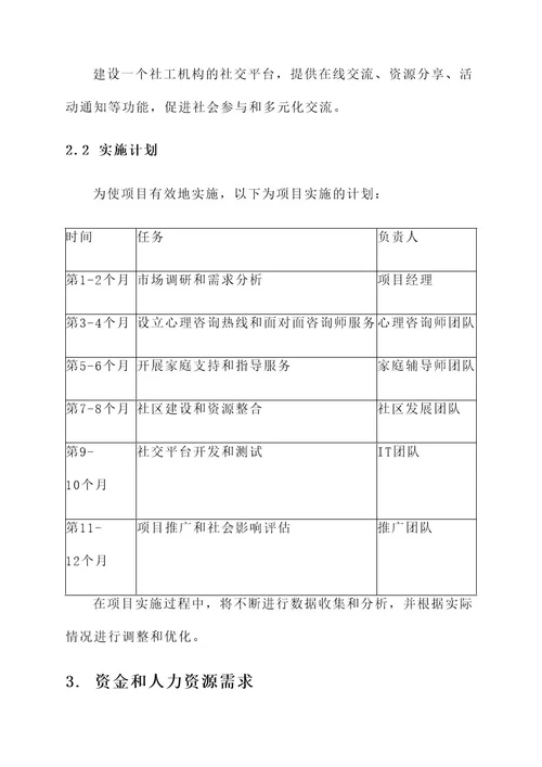 社工机构项目策划书