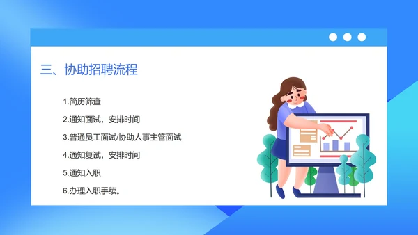 蓝色扁平风人事专员职场入职技能规范培训PPT模板