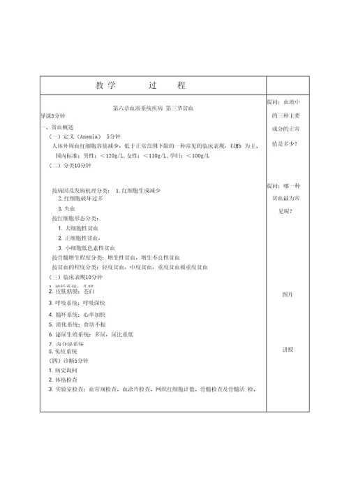 内科护理学教案血液系统疾病病人的护理