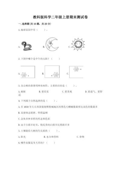 教科版科学二年级上册期末测试卷附答案（实用）.docx