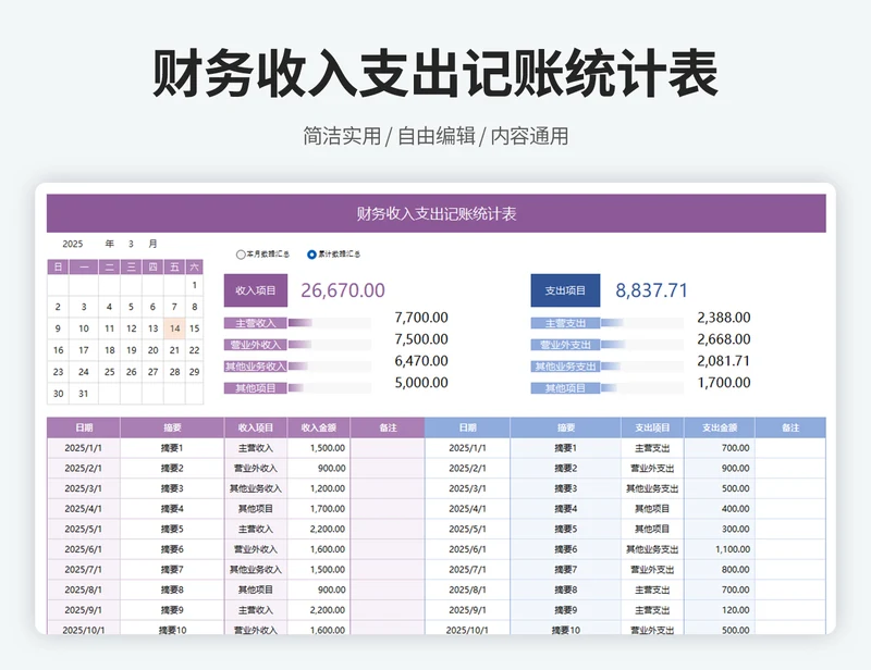财务收支记账管理系统